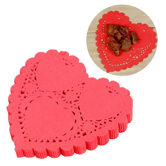 100 Sheets Heart Shaped Paper Doilies Cup Cake Box Liner