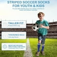 thumbnail image 4 of 3 Pairs Kids Soccer Socks Striped Knee High Tube Socks Football Uniform Sports Socks for Boys Girls 6-12 Years Old, 4 of 7
