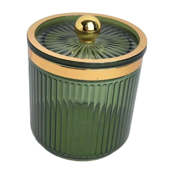 Makeup Cotton Swab Ball Holder Jar Cosmetic Organizer for Vanity Countertop Light Green