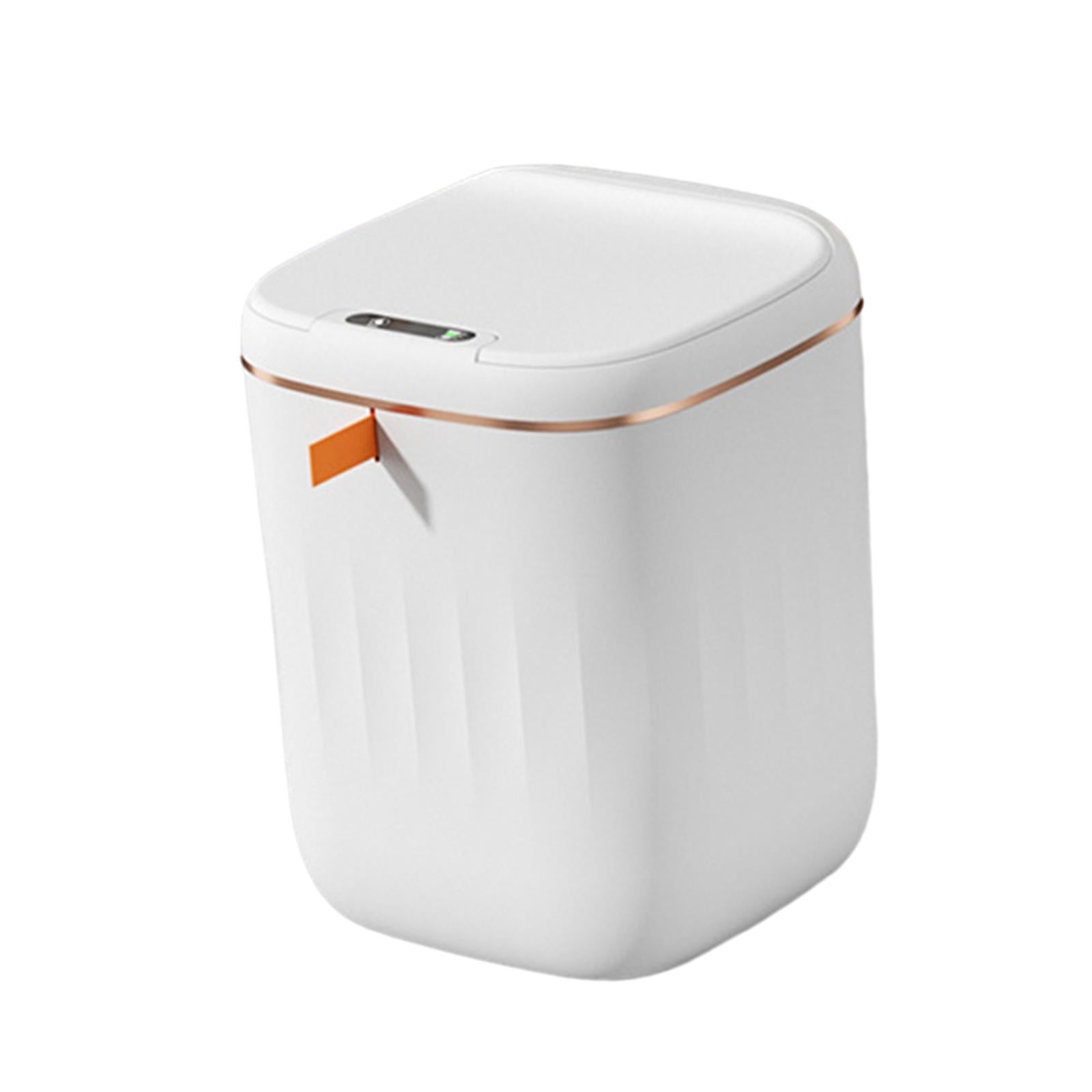 WDPUCHU Bathroom Trash Can with Lid,4.2 Gallons Touchless Garbage Can for  Bedroom,Automatic Plastic Slim Trash Bin for Office,Living Room, White,with