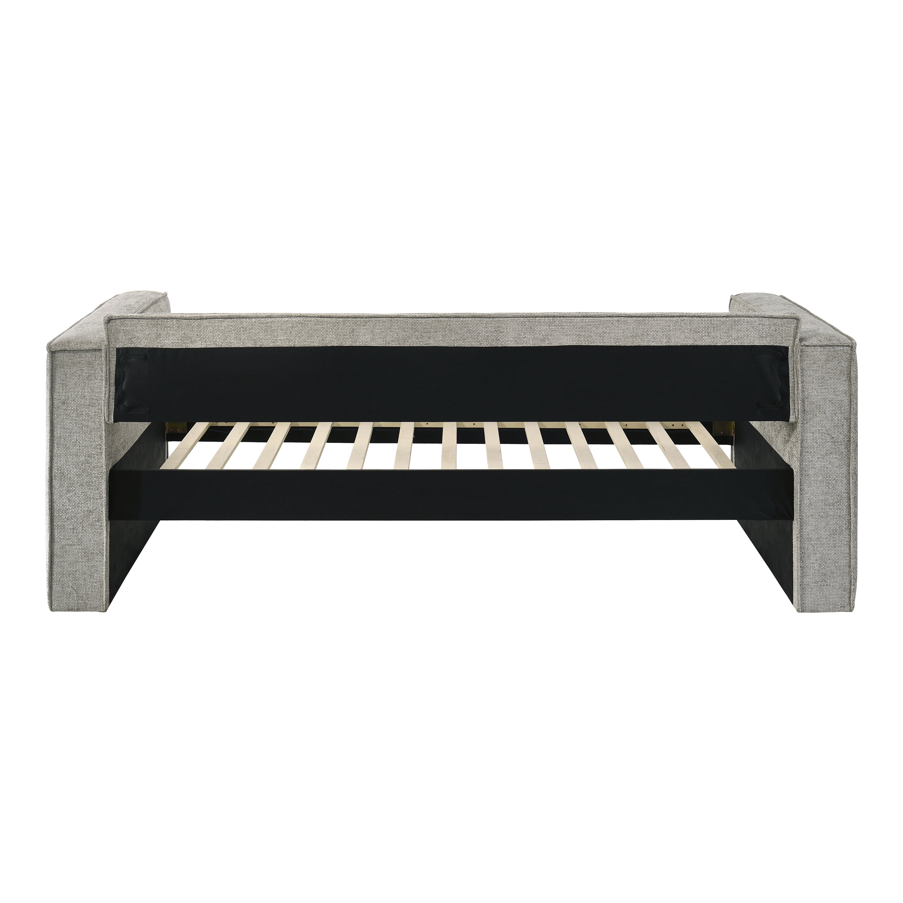 Furniture of America Hearth Fully Fabric Upholstered Square Arm Twin Daybed with Trundle, Slate Gray