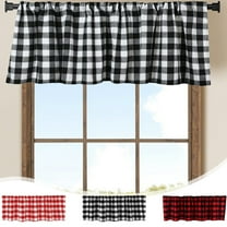 Plaid Window Valance Rod Pocket Curtain | Red Black White Lattice Cottage Style | Light Blocking Polyester | Kitchen Living Room | 15"x55" | Single Panel Drapery Decor
