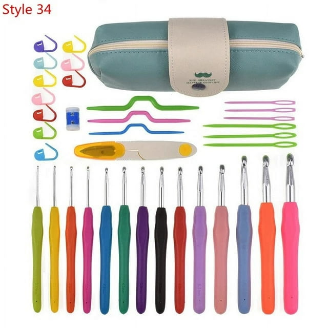 36 Styles Crochet Hooks Set Knitting With Yarn Weave Knitting Needles Hook Kit Sewing Tools Gauge Scissors Knit with Storage Bag