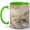 Green, variant on Pastel Countryside Coffee Mug, Cozy Cottage Landscape Mug, Spring Nature Birthday Christmas Gift, Flower Meadow Bridge Creek House Art, 11 oz White Ceramic Coffee Cup Gift for Tea