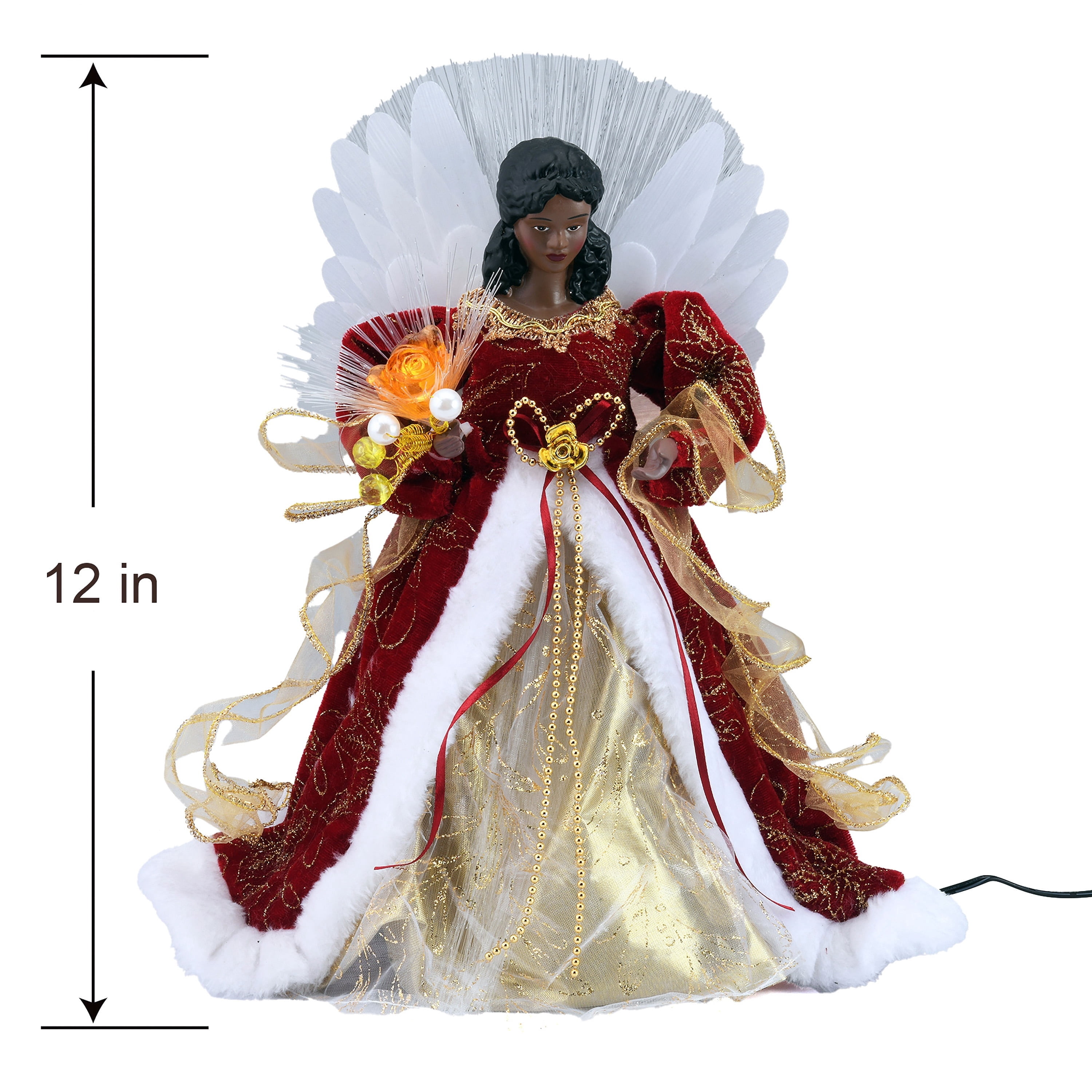 LED Fiber Optic Angel Christmas Tree Topper, Red, 12", by Holiday Time