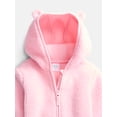 thumbnail image 3 of Wonder Nation Baby and Toddler Teddy Fleece Jacket with Hood, Sizes 12M-5T, 3 of 3