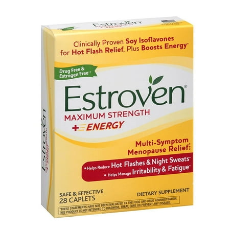 - Maximum Strength Plus Energy Caplets, 28 Ea (Pack of 2), Estroven Caplets Clinically shown to reduce hot flashes & night sweats. By Estroven from USA