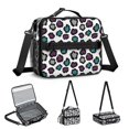 thumbnail image 5 of Purple and White Leopard Print Insulated Lunch Bag with Shoulder Strap and Bottle Holder,Bento School Lunch Bag Box,11x9.5x3.5 Inches, 5 of 5