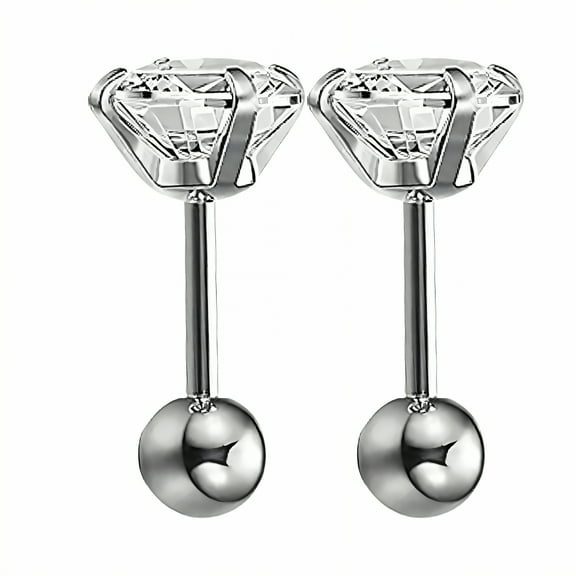 DESIGNICE 2Pcs Stud Earrings for Women,Delicate Touch Flat Back Stud Earrings,Lean Structure Stud Earrings for Women Hypoallergenic,Steel1