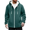 thumbnail image 2 of SGFCWSX Mens Zip Up Sweatshirt Fleece Relaxed Fit Pockets Solid Color Drawstring Hood Basic Casual Hoodie for Men Blue Size 2XL, 2 of 5