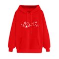thumbnail image 5 of IROINNID Women's Long Sleeve Hoodie Mid-Length Leisure Christmas Print Pocket Sweatshirts Shirt Pullover, Red, 5 of 5