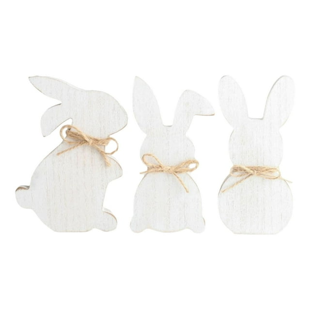3 Piezas Conejo de Pascua Adorno de Madera Decorativo Centro de Mesa Manualidad MDF para Fiesta en Casa Decoración Interior Regalo