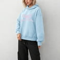 thumbnail image 5 of Xudanell Cute Sweatshirts Women Oversized Trendy Fall Hooded Sweatshirts Top Bow Trim Print Hoodies Sky Blue XXL, 5 of 5