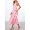 thumbnail image 2 of Vestido midi MEROKEETY para mujer 2025, verano, sin mangas, rosa claro, 2 of 9