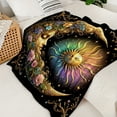 thumbnail image 3 of 1pc Unique Bohemian Sun and Moon Blanket - Soft, Festive, All-Season Flannel Fleece, Digital Print, 200-250gsm, Dreamy Gift for Home Decor, 3 of 6