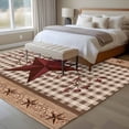 thumbnail image 5 of Western Texas Star Washable Area Rug 5 x 8 ft Vintage Red Star Berry Black Plaid Wood Grain, Soft Non Slip Rugs Stain Repellent Indoor Felt Carpet for Living Dining Room Bedroom Home Office, 5 of 9