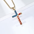 thumbnail image 5 of Flydeer Cross Necklace for Men Titanium Steel Yellow Patriotic Faith American Flag Pendant Chain with Bible Verse Christian Religious Birthday Christmas Jewelry Gifts, 5 of 8