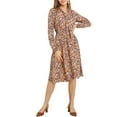thumbnail image 2 of MODA NOVA Junior's Tie Neck Chiffon Long Sleeves Floral Belted Midi Dress, 2 of 6