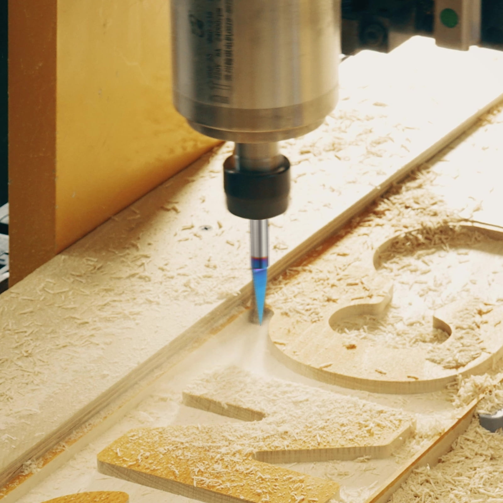 Uxcell 60 Degree V Groove Engraving Router Bit for CNC Tip and 3 Flutes 1/4 inch Shank Carving Bit Carbide End Mill