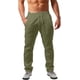 thumbnail image 1 of Pantalones casuales de lino para hombre, color sólido, ligeros, sueltos, elásticos, con cordón, rectos, para verano, playa, yoga verde M verde M Xishao ropa, 1 of 2