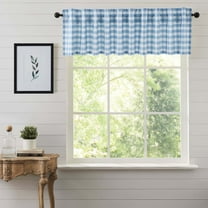 VHC Brands Annie Blue Buffalo Check Farmhouse Valance Kitchen Curtain 16x90