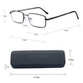 thumbnail image 5 of EYE ZOOM 2 Pack Rectangular Metal Frame Blue Light Blocking Reading Glasses,Black and Gunmetal,+1.50, 5 of 7