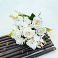 thumbnail image 2 of Artificial Rose Flower Bouquet, Oimcto Small Bunch of Faux Flowers for Wedding Decoration, Home Decor and Flower Props, No Watering, Long-Lasting, White, 2 of 5