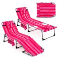 thumbnail image 1 of Goplus 2 Pcs Chaise Longue Pliante d'Extérieur à 5 Positions avec Repose-Pieds Réglable Rose, 1 of 8