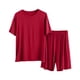 thumbnail image 2 of Pijama fino para hombre, conjunto de pijama para estar en casa, pantalones cortos holgados de manga corta, conjunto de pijama para hombre, conjunto de dos piezas, 2 of 9