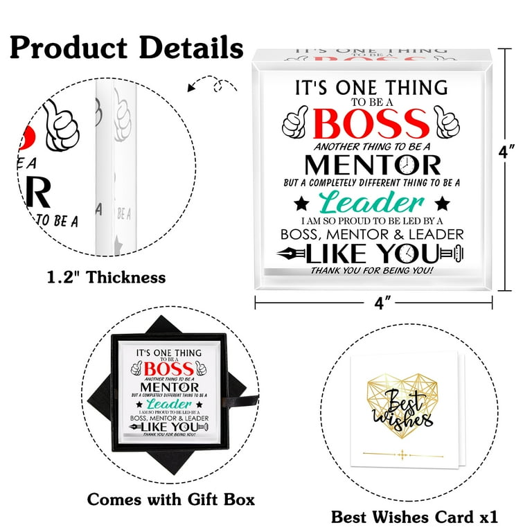 WaaHome Boss Day Gifts for Women Her Keepsakes and Paperweight 4 National  Boss Day Boss Lady Gifts Female Boss Christmas Birthday Gift Going Away Gift  