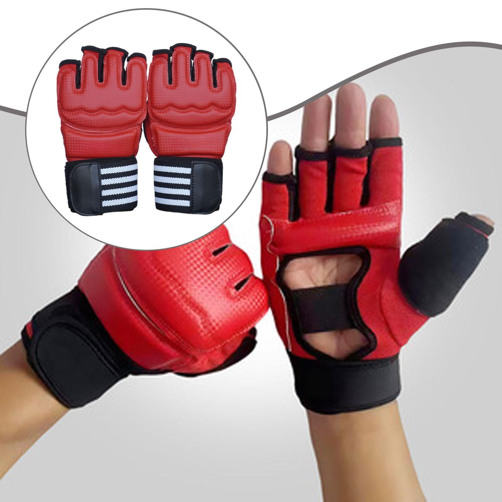 harayaa 2 Pieces Boxing Gloves Red Sweat Wipe Towel Half Finger Sparring Gear Mitts for Unisex Men Women Workout Fitness Punching Bag XXL
