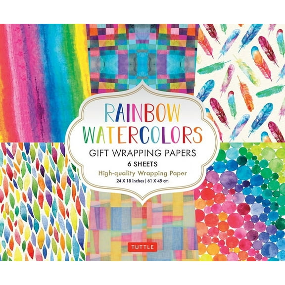 Rainbow Watercolors Gift Wrapping Papers - 6 Sheets: 24 X 18 Inch Wrapping Paper (Paperback)