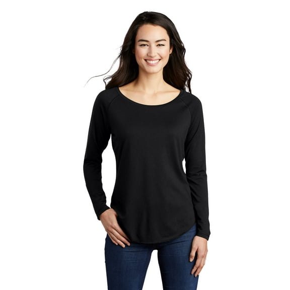 Sport-Tek Ladies PosiCharge Long Sleeve Tri-Blend Wicking Scoop Neck Raglan Tee LST400LS