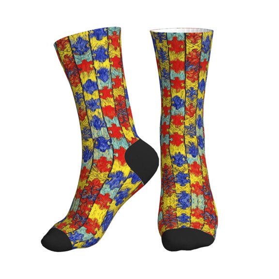 Unisex Autism Awareness Puzzle Piece Art Novelty Ankle Socks Colorful ComfortSoft Lightweight Sports Athletic Socks