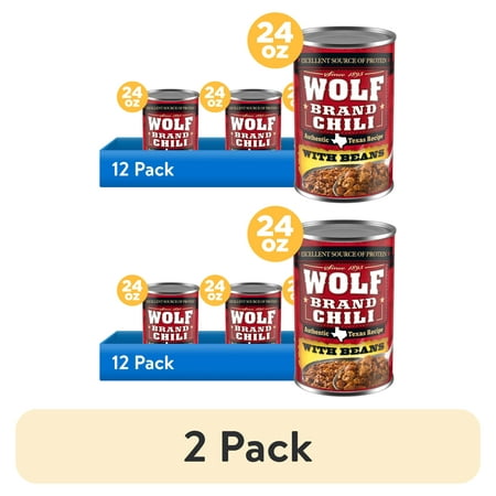 (2 pack) Wolf Brand Chili With Beans, 14g Protein Per Serving, 24 oz. Can