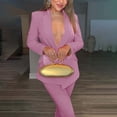 thumbnail image 5 of Xingpeng Classic Women's Blazer Jacket Fall Winter Business Casual Long Sleeve Notch Lapel Work Office 2026 Pink S, 5 of 9