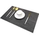 thumbnail image 4 of Dining Table Set Of 6 Black Babmoo Dining Table Mats Washable Woven Vinyl Table Mats Heat Resistant Table Mats, 4 of 4