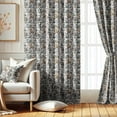 thumbnail image 2 of Vargottam Printed Blackout Curtains - White Vintage Floral Design, Set of 2 Panels, 42 x 96 Inches - Room Darkening, Thermal Insulated Window/Door Drapes with Grommets, 2 of 9