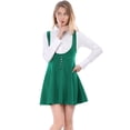 thumbnail image 2 of AllegK Dde San Patricio Vestido Decoración De Botones Por EnciDe rodilDobladillo Acampanado FalDe Tirantes PaMujer Verde XS, 2 of 6