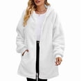 thumbnail image 3 of Women'S Long Sleeve Hooded Cardigan with Zipper Loose Plush Cardigan Jacket Women'S Plush Jacket White XL, 3 of 7