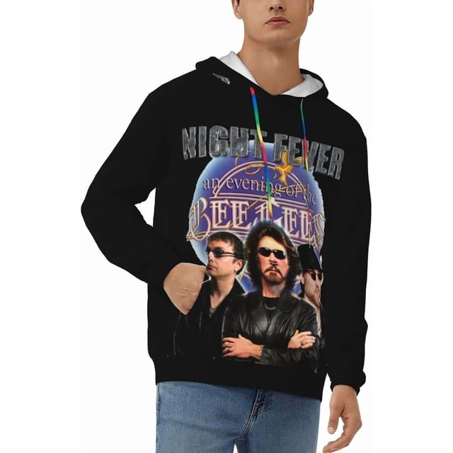 Chandails à Capuche pour Hommes Bee Gees Motif Chandail à Capuche Chandail en Molleton Mode Urbaine Hauts à Capuche