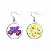 Flower Purple Orchid Ear Drop Sun Flower Earring Jewelry Fashion