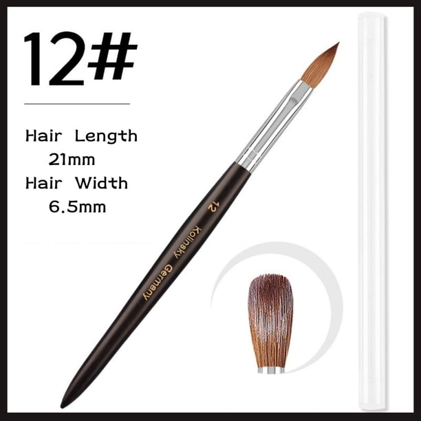 Kolinsky-pincel acrílico para uñas, Pinceles para manicura con mango de madera negra, herramientas para uñas acrílicas para principiantes, 100%