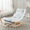 thumbnail image 2 of Rocking Chair with Footrest, PU Upholstered Accent Rocker with Waist Pillow, High Back Rock Chair Leisure Chair with Soft Headrest and Solid Wood Legs for Living Room Bedroom Office, White PU, 2 of 7