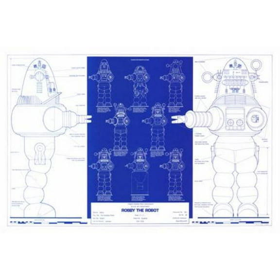 Robby The Robot Blueprint Poster 24x36 Unframed, Age: Adults, Rectangle Poster Time