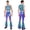 Gradient Blue, variant on Men’s Metallic Jumpsuit 70s Disco Patchwork Sleeveless Romper Clubwear Theme Party Dancing Silver L