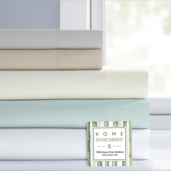 Bamboo King Sheet Set, Rayon from Bamboo, Strong & Durable, Luxuriously Soft Bedding (Ivory, King)