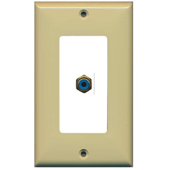 RiteAV - 1 RCA Blue for Subwoofer Audio Port Wall Plate Decorative - Ivory/White