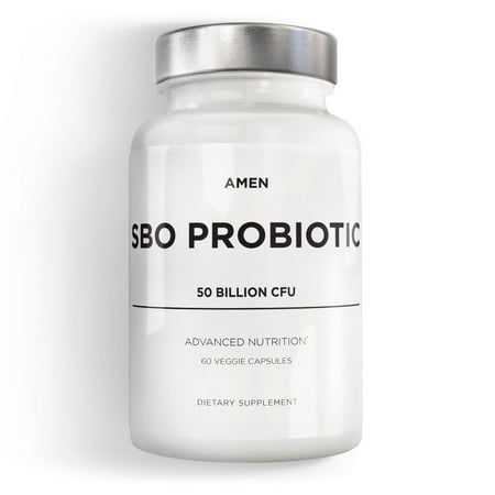 Amen SBO Probiotic, 50 Billion CFUs, Organic Prebiotics, Shelf Stable, Vegan & Non-GMO, 60 ct