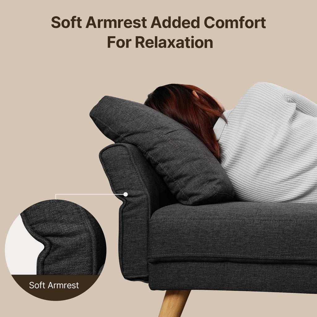 Aiho 67" L Modern Loveseat Sofa, Sofa with 3 Comfortable Pillows for Apartment, Dorm Room, Office, Bedroom - Deep Gray